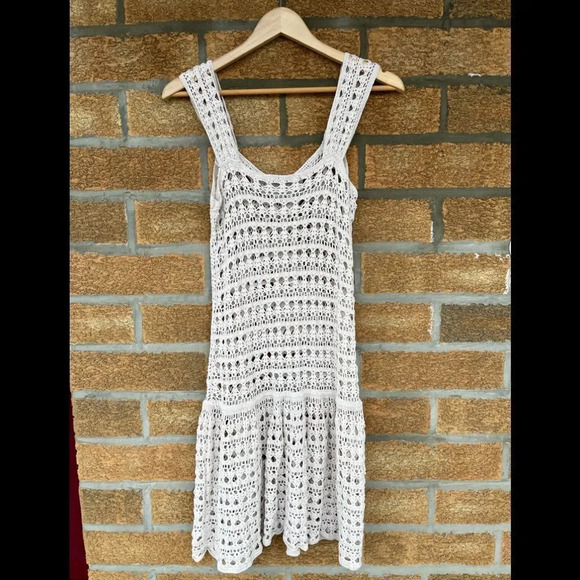 Vince Creme Crochet Lace Boho Sun Dress M - Picture 9 of 9